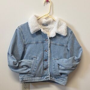 Natural Reflections Light Blue Denim Jacket with White Sherpa Collar